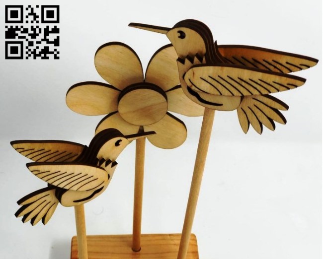 蜂鸟与花 · 木质立体摆件（亲子拼装）