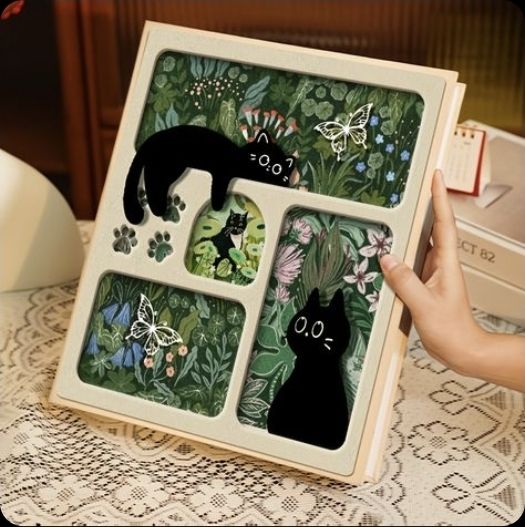 猫咪森林 · 木质封面摆件（三猫剪影）